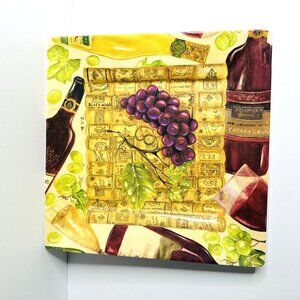 Jennifer Chien Designs JCD Melamine Square Plate Wine Corks Grapes Signed 10.5”